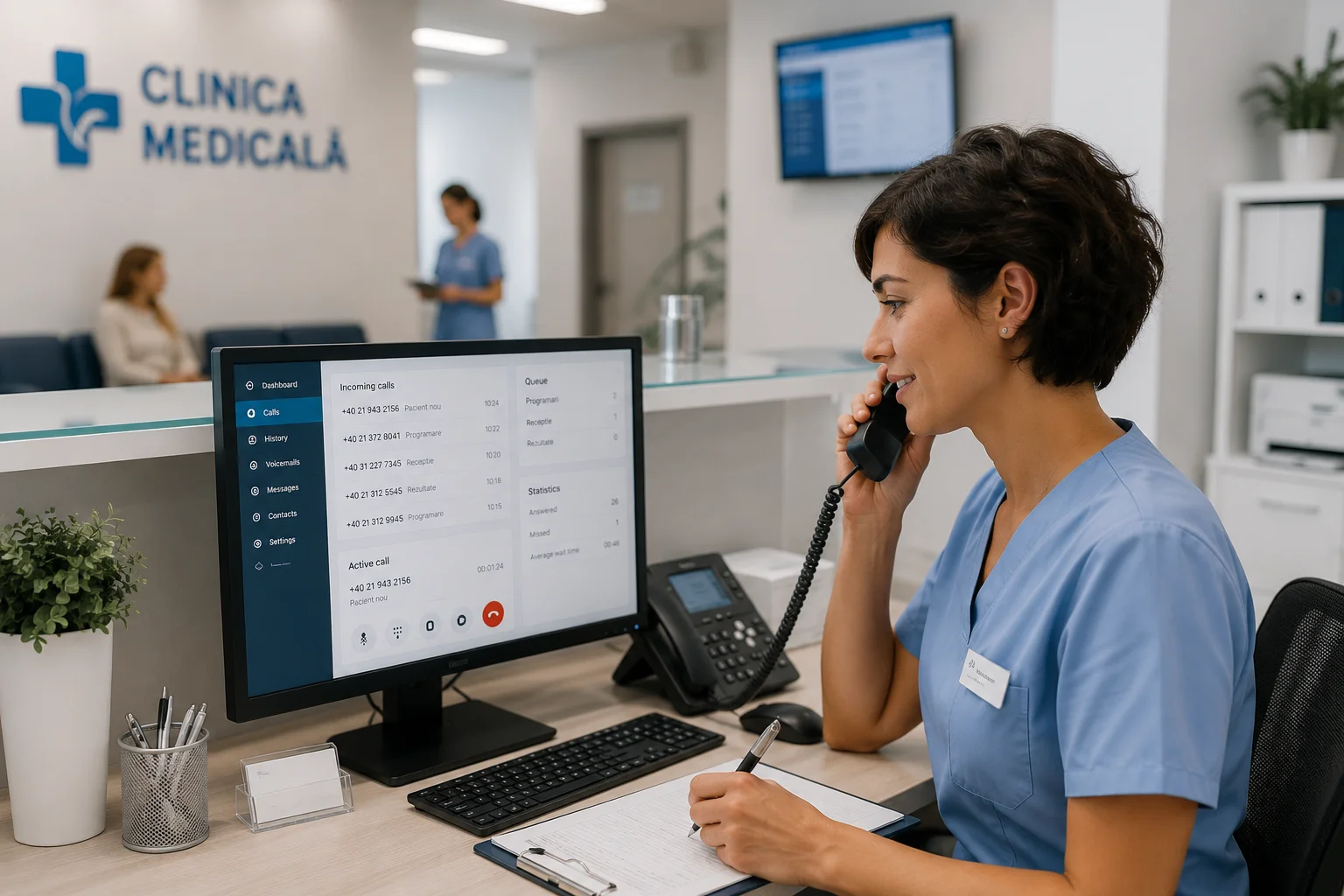 Centrală telefonică virtuală pentru clinică medicală — integrare EasyMedical, programări pacienți