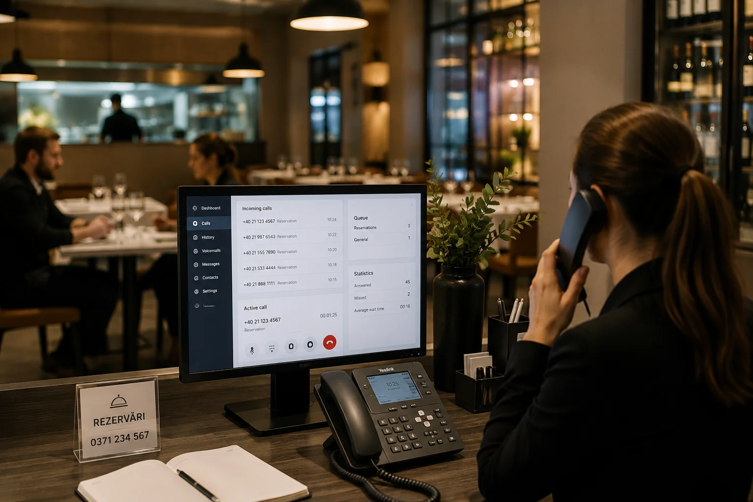 Centrală telefonică virtuală pentru restaurant — rezervări telefonice, IVR multilocație
